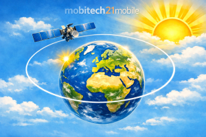 Die Grafik stellt den Astra‑Satelliten auf seiner festen Umlaufbahn dar – Symbol für stabile TV‑ und Datenverbindungen im mobilen Einsatz. Sie verbindet technische Präzision mit sommerlicher Atmosphäre und passt perfekt zu den Blog‑ und Shop‑Themen von mobitech21mobile.