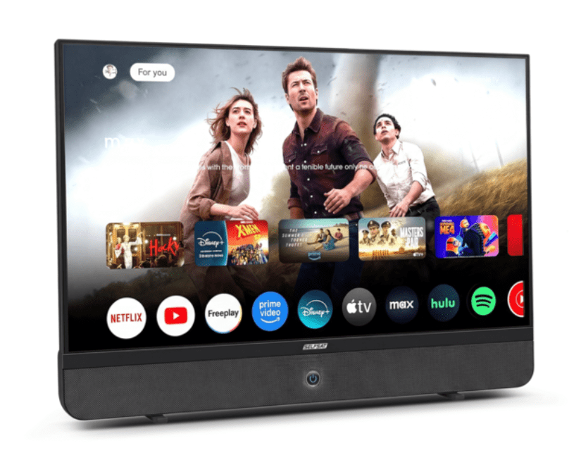 Smart‑TV oder Streaming‑Display von Selfsat in der Farbe weiß 27 zoll ausreichnd groß 